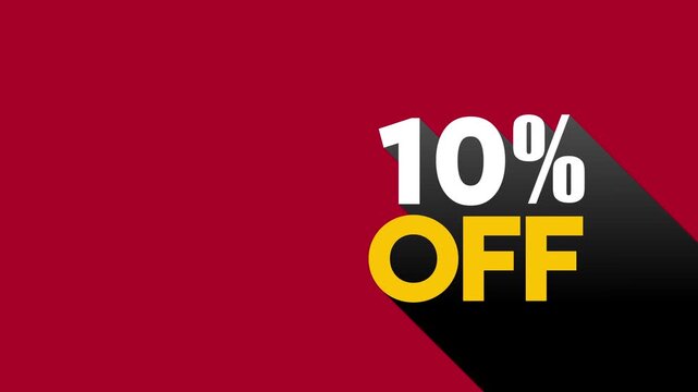 10 percent off sale discount, 10% off, Discount Text Animation for Shopping and Promotion