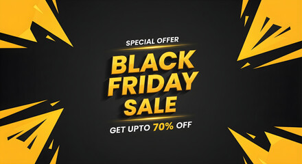 Black Friday Sale Banner with Bold Text and Yellow Burst Accents