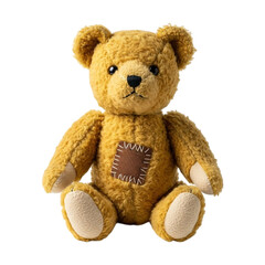 Obraz premium Classic teddy bear isolated on transparent background with a patch on its chest