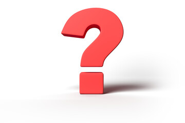 red question mark on transparent background. 3d rendering