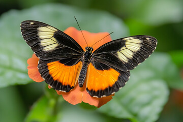 A camouflage-winged butterfly blending perfectly with a flower petal
