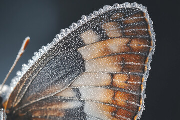 A butterfly wing that looks like delicate frost on a window