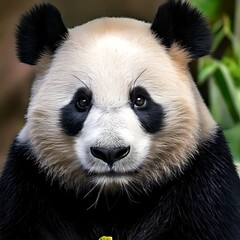 Close-up of an adorable giant panda with black and white fur