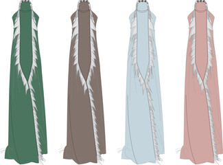 Ethereal Gowns Elegant Designs with Feather Accents in Green, Brown, Blue, and Pink, a Fashion Showcase