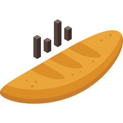 Digital 89-30 a stylized representation of a golden brown loaf of bread with dark brown abstract shapes in the background on a transparent canvas