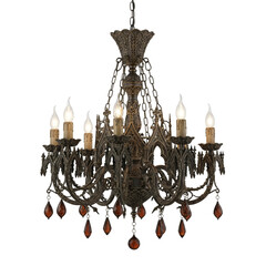 Ornate Gothic Chandelier with Amber Droplets isolated on a transparent background