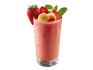 Strawberry banana mint smoothie drink, Isolated, Png Transparent Background