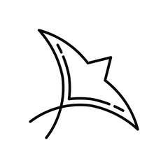 A black outlined abstract leaf or plant with curved base on white. Line icon style editable stroke