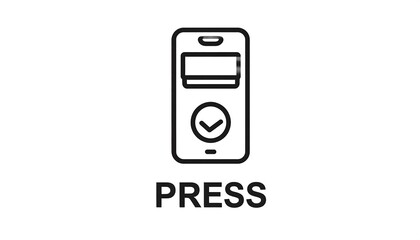 An outlined graphic shows a mobile phone with a checkmark on the screen