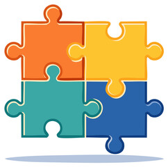 Interlocking colorful jigsaw puzzle elements signifying unity and connection, teamwork concept