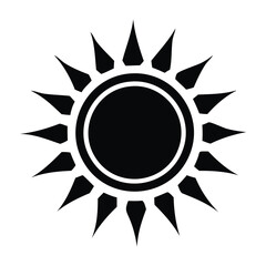 Vector illustration of a black sun with sharp triangular rays emanating from a circular center