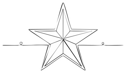 Obraz premium Continuous one line drawing of a faceted Christmas star Minimalist hand drawn holiday ornament
