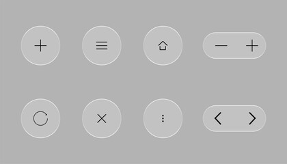 Minimal UI Icon Set with Line Style on Grey Background, Navigation Symbols Collection