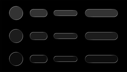 Minimalist Round and Rectangular Gray Buttons with Thin Silver Borders Set