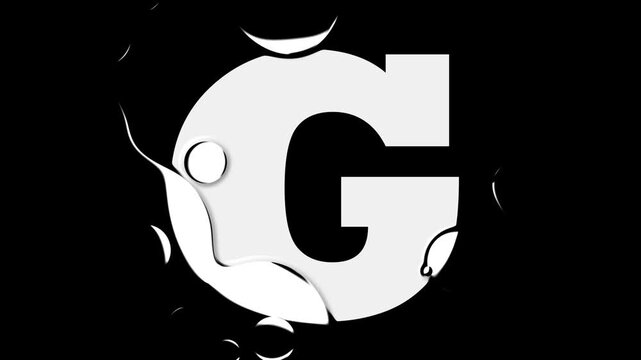 White Letter G Liquid Reveal Graphic Animation Loop Water Drop Text Effect