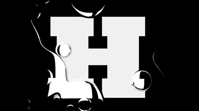 White Letter H Liquid Reveal Graphic Animation Loop Water Drop Text Effect