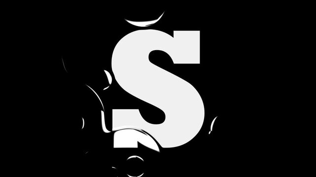 White Letter S Liquid Reveal Graphic Animation Loop Water Drop Text Effect