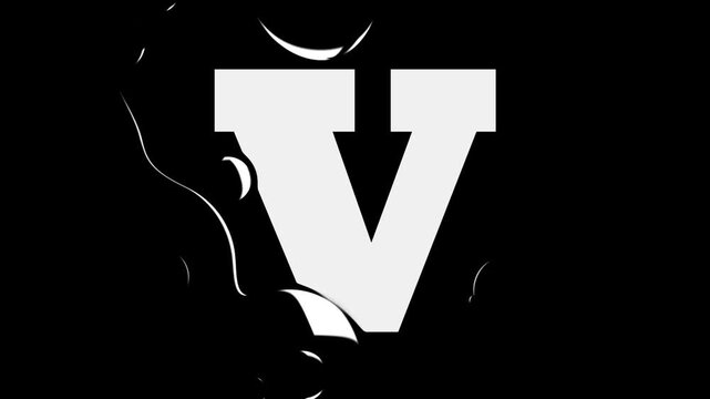 White Letter V Liquid Reveal Graphic Animation Loop Water Drop Text Effect