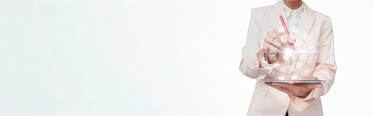 Elegant woman in a white kimono with floral accents