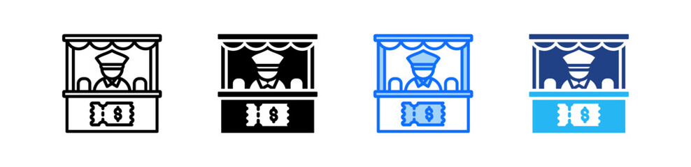 Ticketing Booth Icon Set Multiple Style Collection