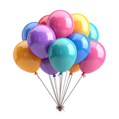 Obraz premium Colorful balloons bunch tied together, levitating