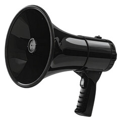 Shiny black megaphone isolated on a black backdrop