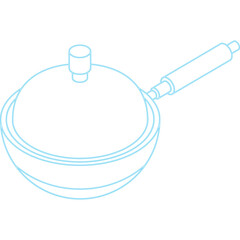 Digital Line Art Of A Blue Wireframe Pressure Cooker With A Handle And Lid Isolated On A Transparent Background