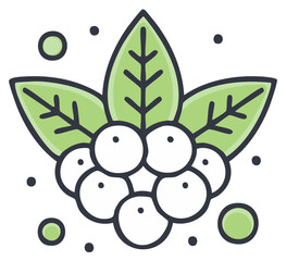 Festive Christmas mistletoe sprig with white berries and green leaves icon