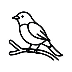 Line art of a bird perched on a branch. Line icon style editable stroke
