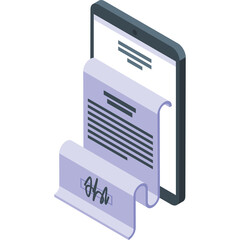 Digital Document Signing With Electronic Signature On A Tablet With A Paper Scroll And Blue Signature Pad In A Transparent Background Isometric View
