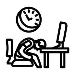 Exhausted Worker Vector Line Icon Design
