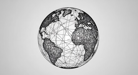 Abstract Globe Network Connection Digital Art.