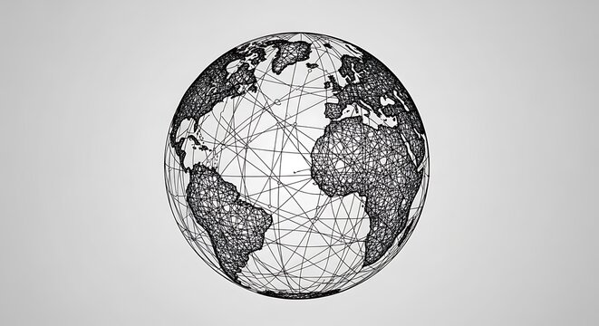 Abstract Globe Network Connection Digital Art.