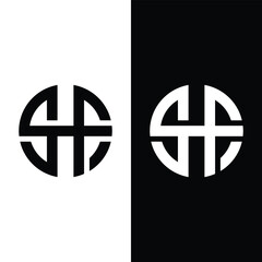 Obraz premium Modern SHF Monogram Circle logo Stock Vector.