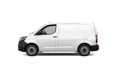 White cargo van parked against a plain white background