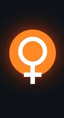 Glowing Female Gender Symbol on Dark Background.