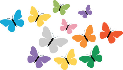 Colorful butterfly collection vector illustration of flying insects isolated on white background for spring and summer designs