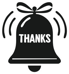 Ringing Bell Icon with Thanks Message for Gratitude and Appreciation