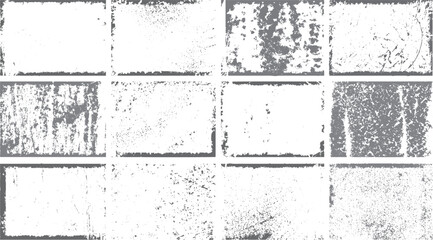 Overlay textures set stamp with grunge effect. et of different distressed black grain texture. Distress overlay vector textures. 