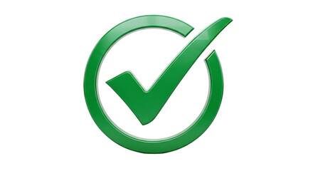 Green check mark in circle isolated on transparent background