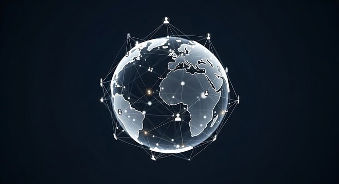 Global Network Connections - Digital World Communication and Technology.