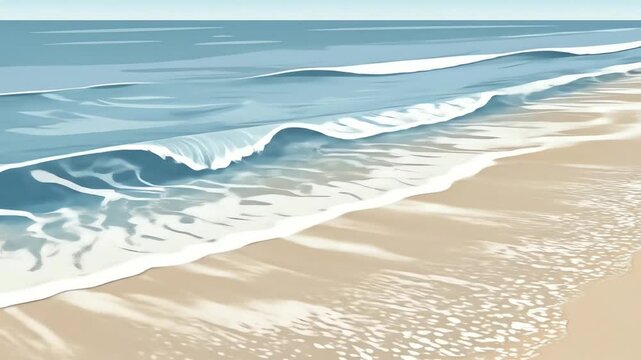 Calm Ocean Waves Gently Washing Over a Sandy Beach.