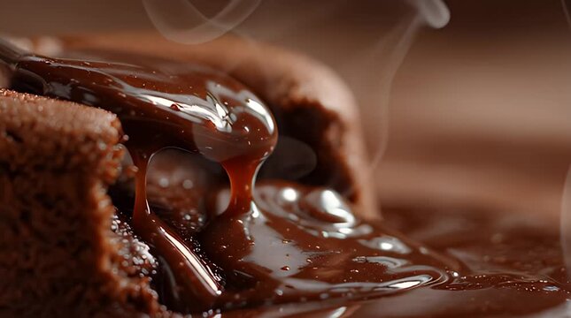 Decadent molten chocolate lava cake with rich gooey filling, a warm dessert treat