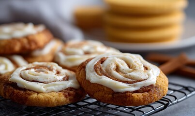 cinnamon roll cookies with cream cheese frosting