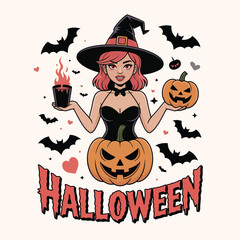 Happy Halloween, Happy Witch, Pumpkins