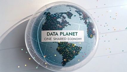 Concept of a Global Data Network Represented by a Globe Symbolizing Shared Economy and Collaborative Efforts of Modern Society