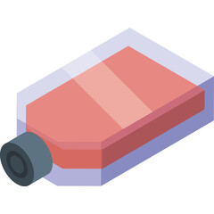 Pixel art illustration of a pink liquid in a clear rectangular container with a dark cap isolated on a transparent background