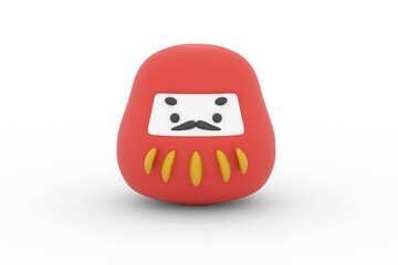 だるま / Daruma Doll (Japanese Lucky Charm / 3D Illustration)