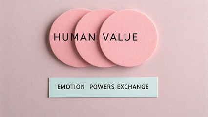 Human Value Concept with Emotion Powers Exchange Text on Pink Background for Inspirational or Motivational Themes