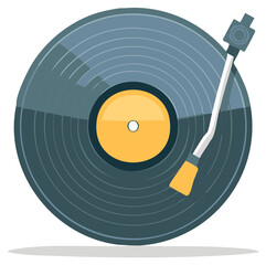 Vintage Style Record Player with Vinyl Disc Illustration Music Audio Equipment Icon